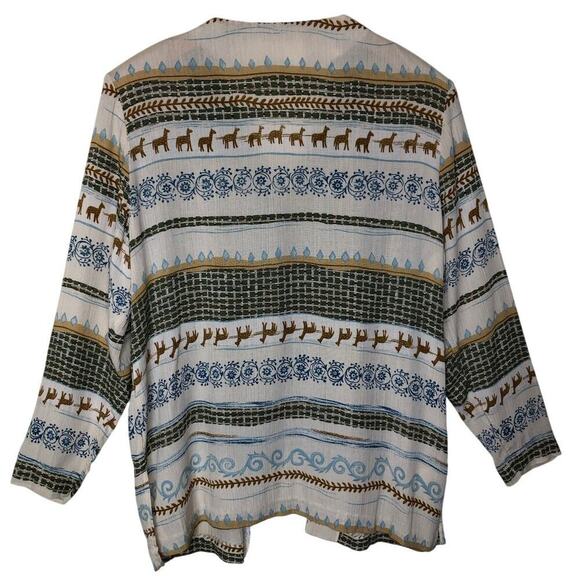 Vintage Alfred Dunner Camel Print Button-Front Top Earthy Tribal Boho Size: 8 - Picture 2 of 15